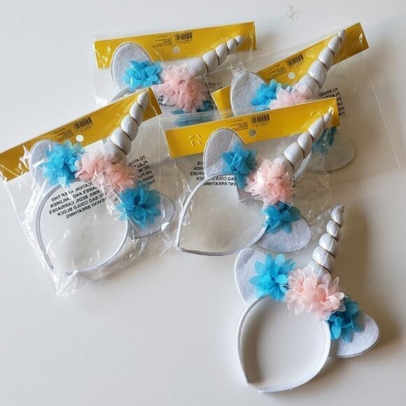 NWT - Unicorn Headbands with Flowers (set of 5) - Picture 1 of 3